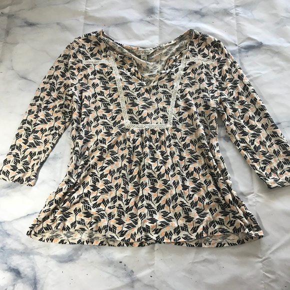 Lucky Brand Cream Linen Blend Embroidered Blouse - Picture 2 of 7